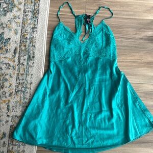 Teal Lace Slip Dress